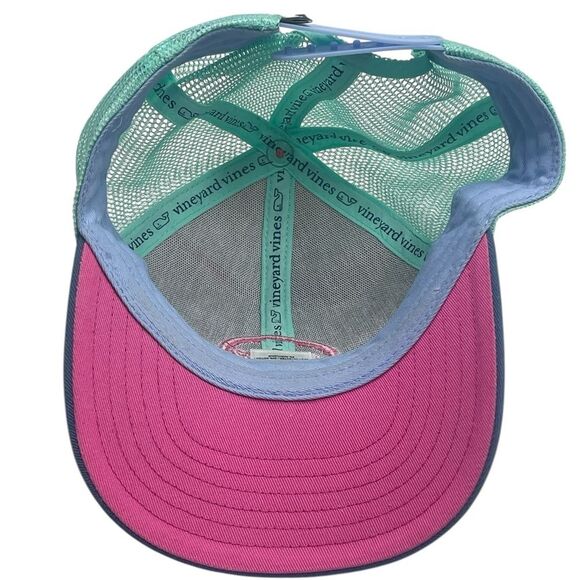 Vineyard Vines Hat Cap Strap Back Sherpa Whale Dot Trucker Pink RARE main image 6